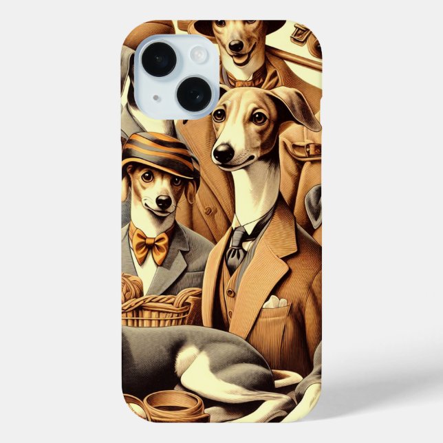 Vintage Italian Greyhound Illustration Case-Mate iPhone Case (Back)