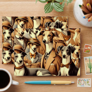 Vintage Italian Greyhound Illustration Envelope