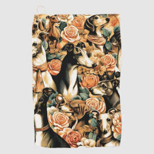 Vintage Italian Greyhound Illustration Golf Towel