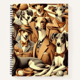 Vintage Italian Greyhound Illustration Notebook