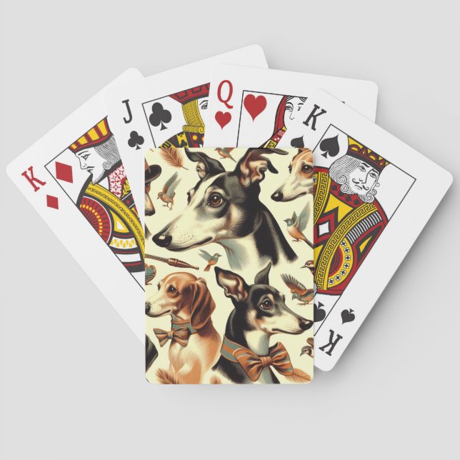 Vintage Italian Greyhound Illustration Playing Cards (Back)