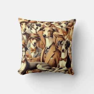 Vintage Italian Greyhound Illustration Throw Pillow