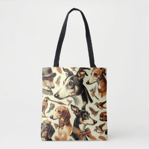 Vintage Italian Greyhound Illustration Tote Bag