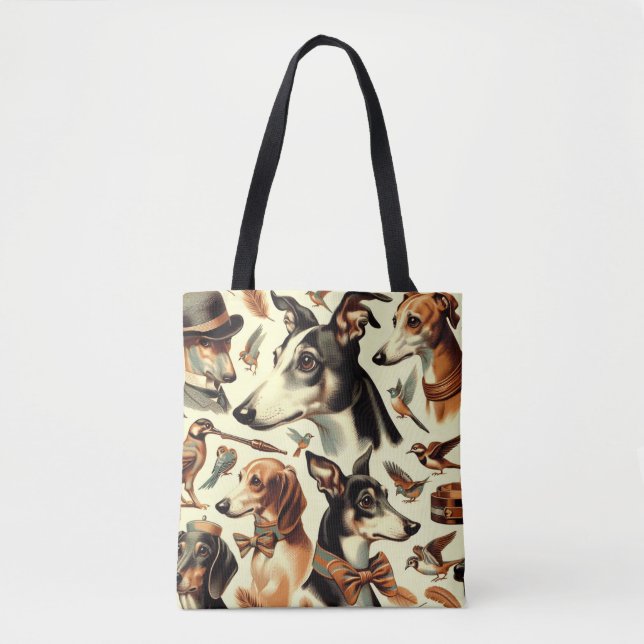 Vintage Italian Greyhound Illustration Tote Bag (Front)