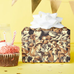 Vintage Italian Greyhound Illustration Wrapping Paper
