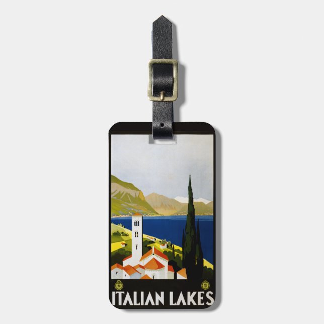 Vintage Italian Lakes Italy custom luggage tag (Front Vertical)