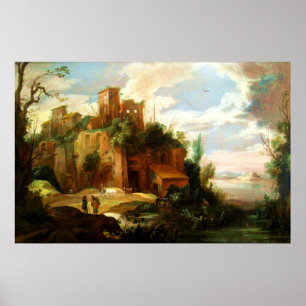 Vintage Italian Landscape with Ruins Poster