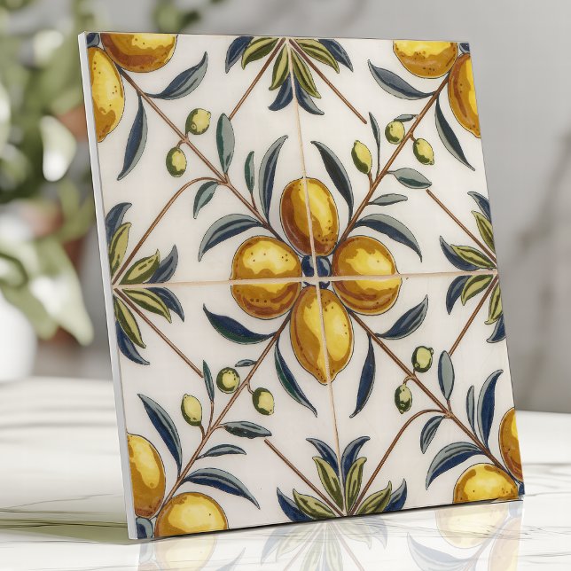 Vintage Italian Lemon Citrus Botanical Pattern Tile (Creator Uploaded)