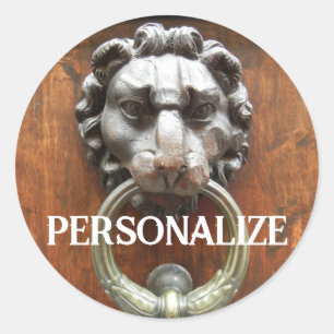 Vintage Italian Lion Door Knocker Round Sticker
