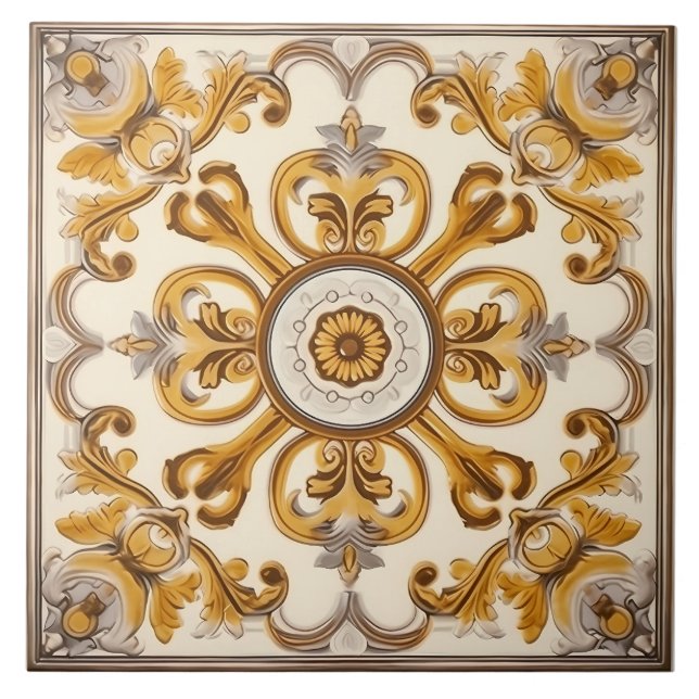 Vintage Italian Mediterranean Pattern Tile (Front)