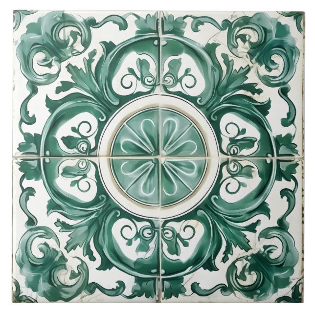 Vintage Italian Mediterranean Pattern Tile (Front)