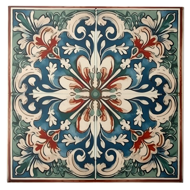 Vintage Italian Mediterranean Pattern Tile (Front)