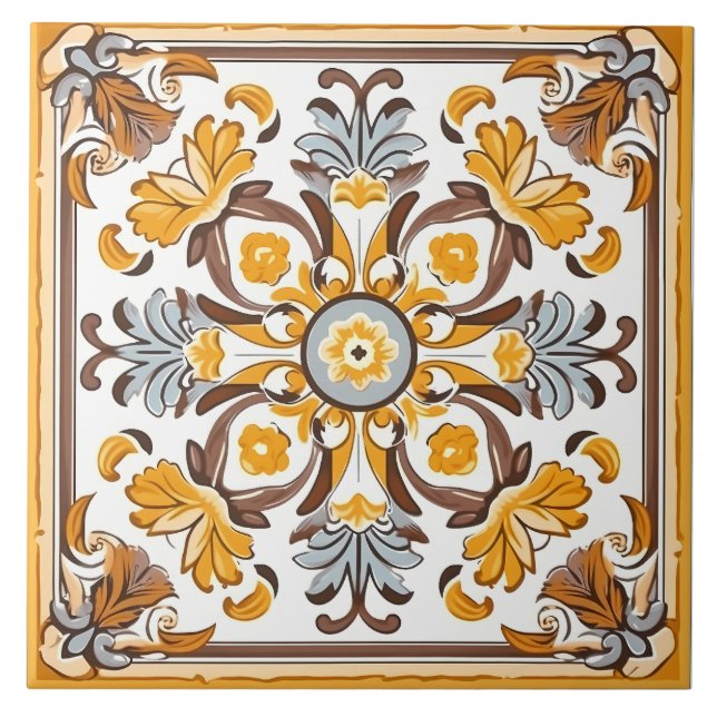 Vintage Italian Mediterranean Pattern Tile (Front)