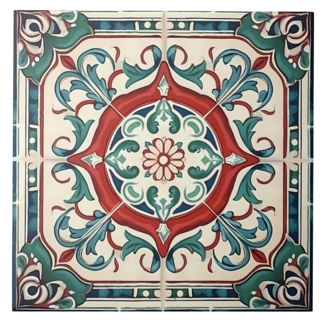 Vintage Italian Mediterranean Pattern Tile (Front)