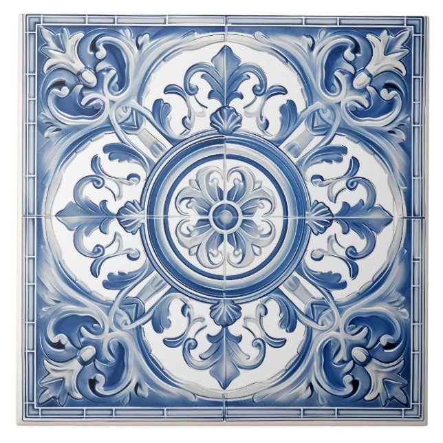 Vintage Italian Mediterranean Pattern Tile (Front)