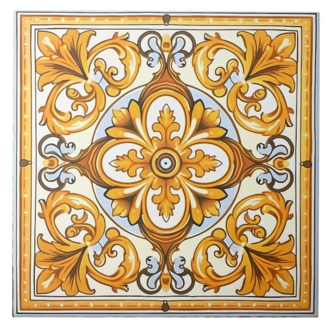 Vintage Italian Mediterranean Pattern Tile (Front)