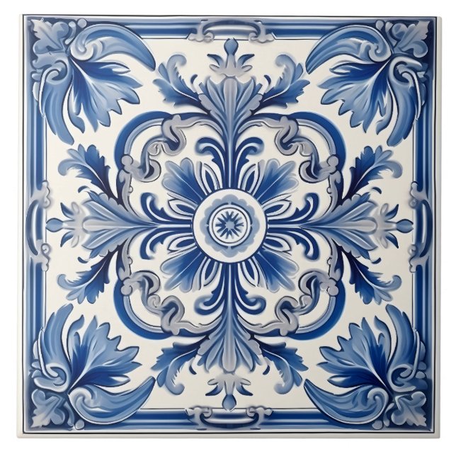 Vintage Italian Mediterranean Pattern Tile (Front)