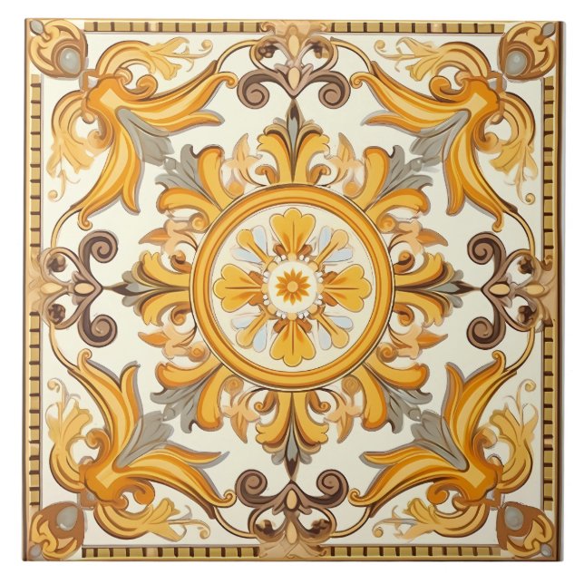 Vintage Italian Mediterranean Pattern Tile (Front)