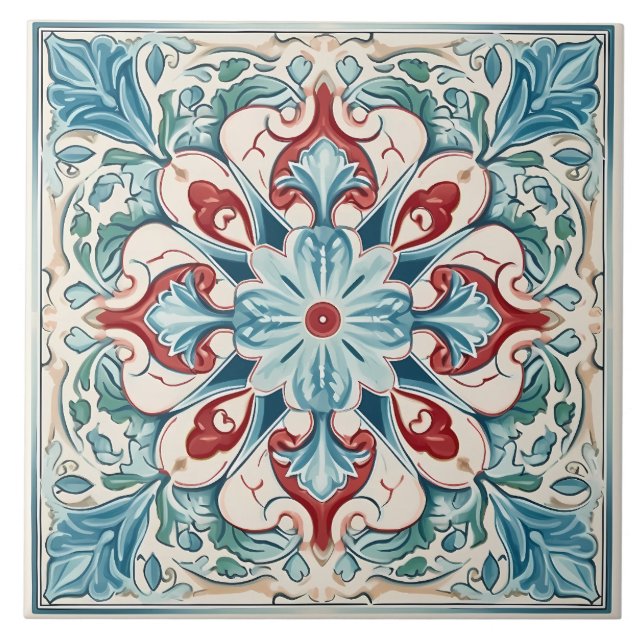 Vintage Italian Mediterranean Pattern Tile (Front)