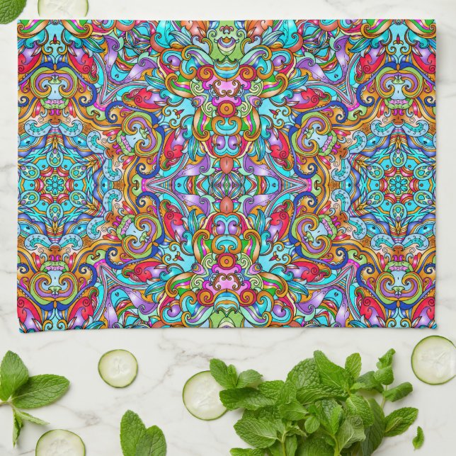 VINTAGE ITALIAN ORNAMENTAL KITCHEN TOWEL (Folded)
