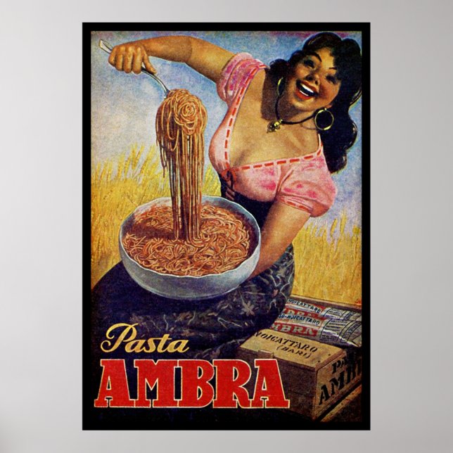 Vintage Italian Pasta Food Art Italy Poster (Front)