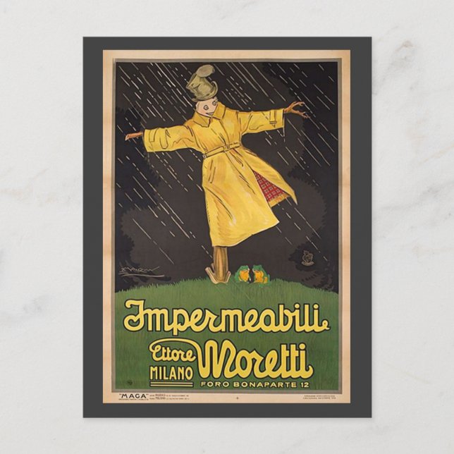 Vintage Italian Raincoat Advertisement Postcard (Front)