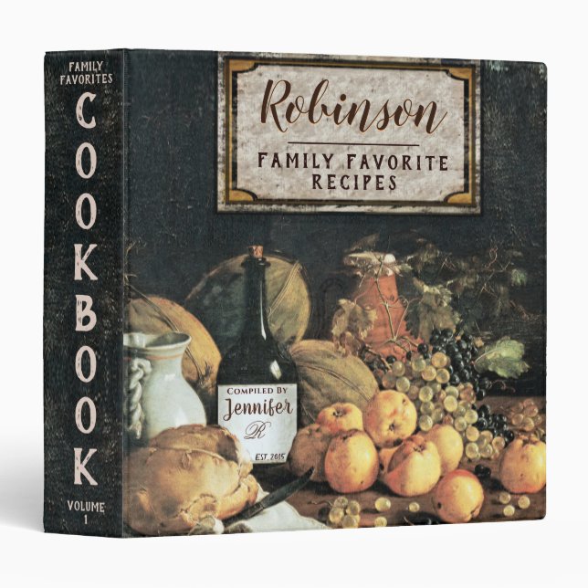 Vintage Italian Recipe Cookbook Binder (Front/Spine)