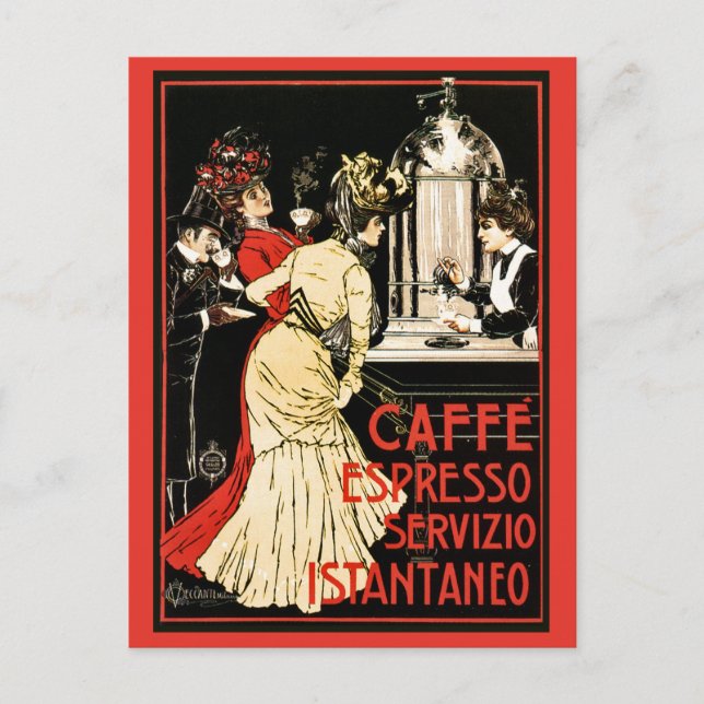 Vintage Italian Victorian coffee espresso ad Postcard (Front)