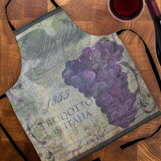 Vintage Italian Wine Ad Purple Grapes Apron (Creator Uploaded)