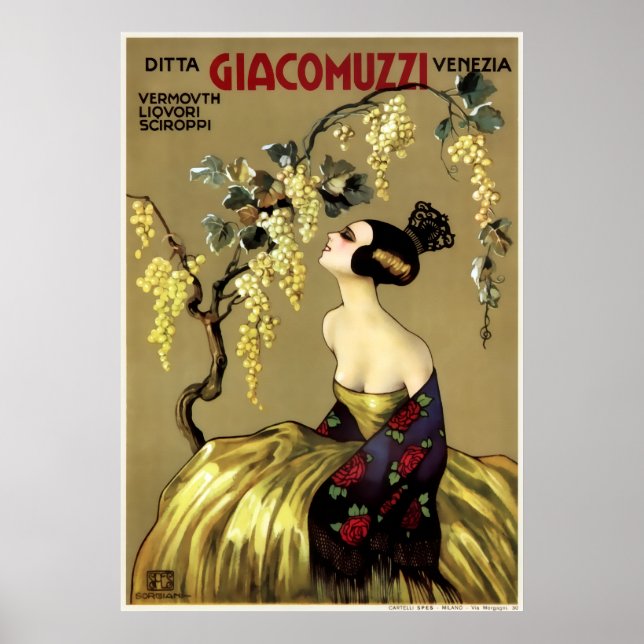 VINTAGE ITALIAN WINE c. 1900 Poster (Front)
