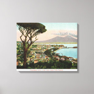 Vintage Italy, Bay of Naples and Mount Vesuvius Canvas Print