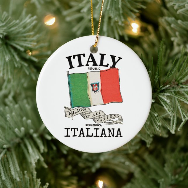 Vintage Italy Country Flag Ceramic Ornament (Tree)