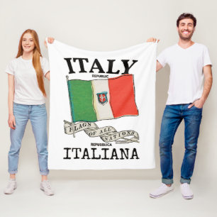 Vintage Italy Country Flag Fleece Blanket