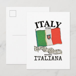 Vintage Italy Country Flag Invitation Postcard
