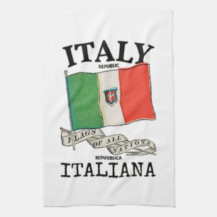 Vintage Italy Country Flag Kitchen Towel