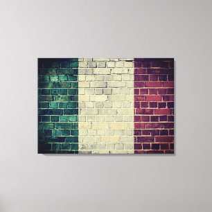 Vintage Italy flag on a brick wall Canvas Print