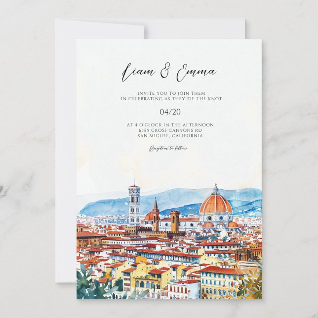 Vintage Italy Florence landscape Wedding Invitation (Front)