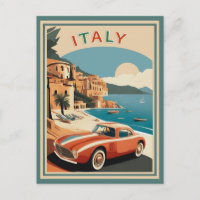 Vintage Italy Italian Coast Beach Car 