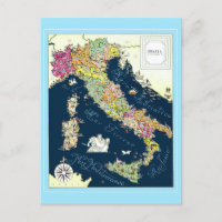 Vintage Italy Italian Map Travel Poster