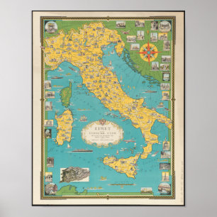 Vintage Italy Map with the Vatican City Poster