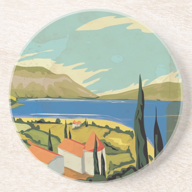 Vintage Italy Poster Coaster (Front)