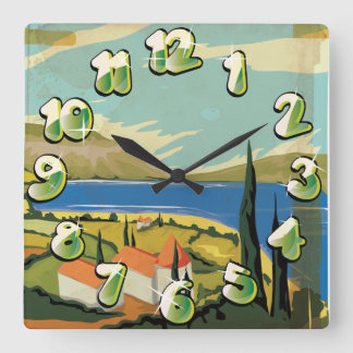 Vintage Italy Poster Square Wall Clock