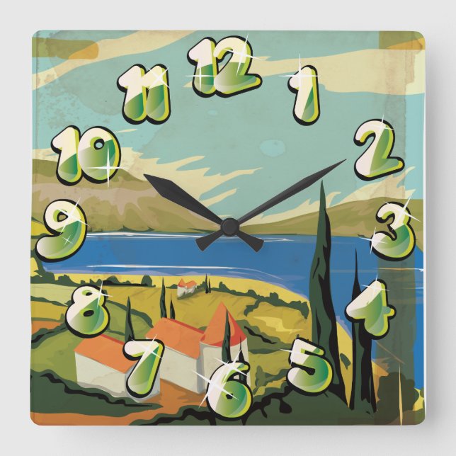 Vintage Italy Poster Square Wall Clock (Front)