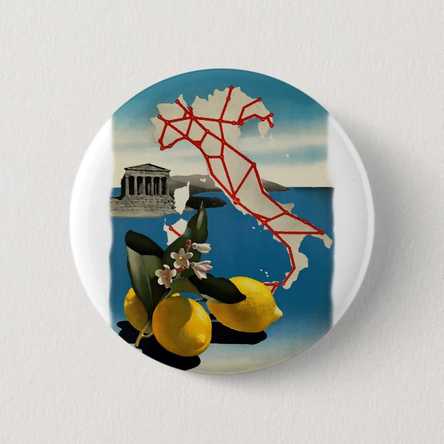 Vintage Italy Travel 2 Inch Round Button (Front)