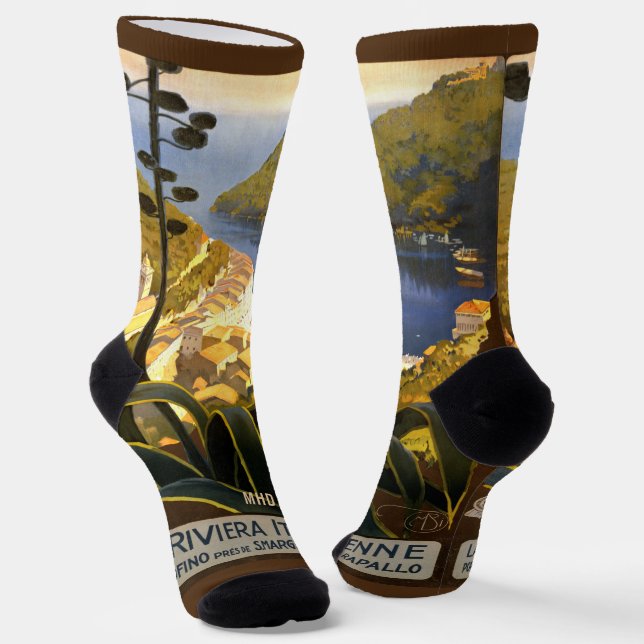 Vintage Italy Travel custom monogram Socks (Angled)