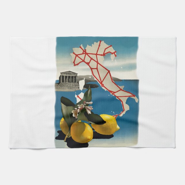 Vintage Italy Travel Kitchen Towel (Horizontal)