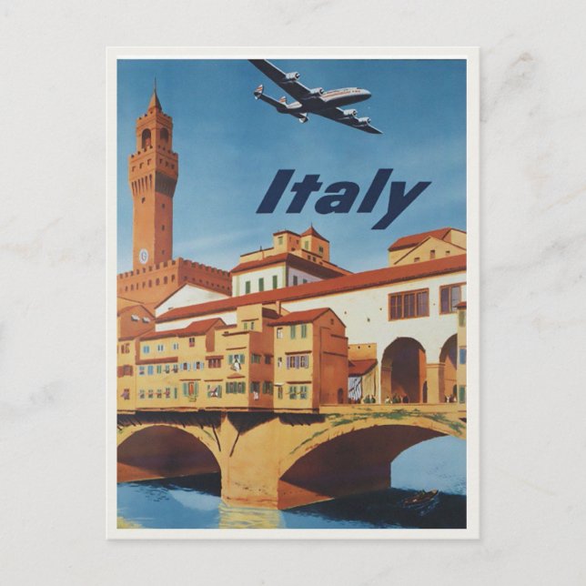 Vintage Italy Travel Poster Postcard (Front)