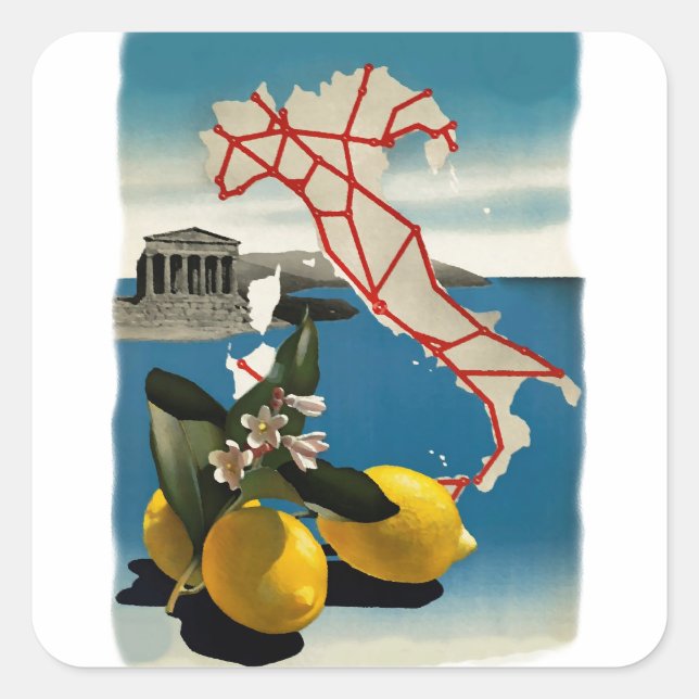 Vintage Italy Travel Square Sticker (Front)