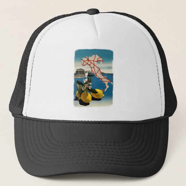 Vintage Italy Travel Trucker Hat (Front)