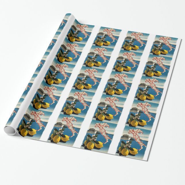 Vintage Italy Travel Wrapping Paper (Unrolled)